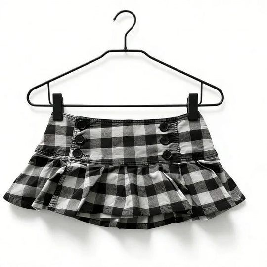 Damen Gingham Rüschenrock mit Knopfdetails R&B