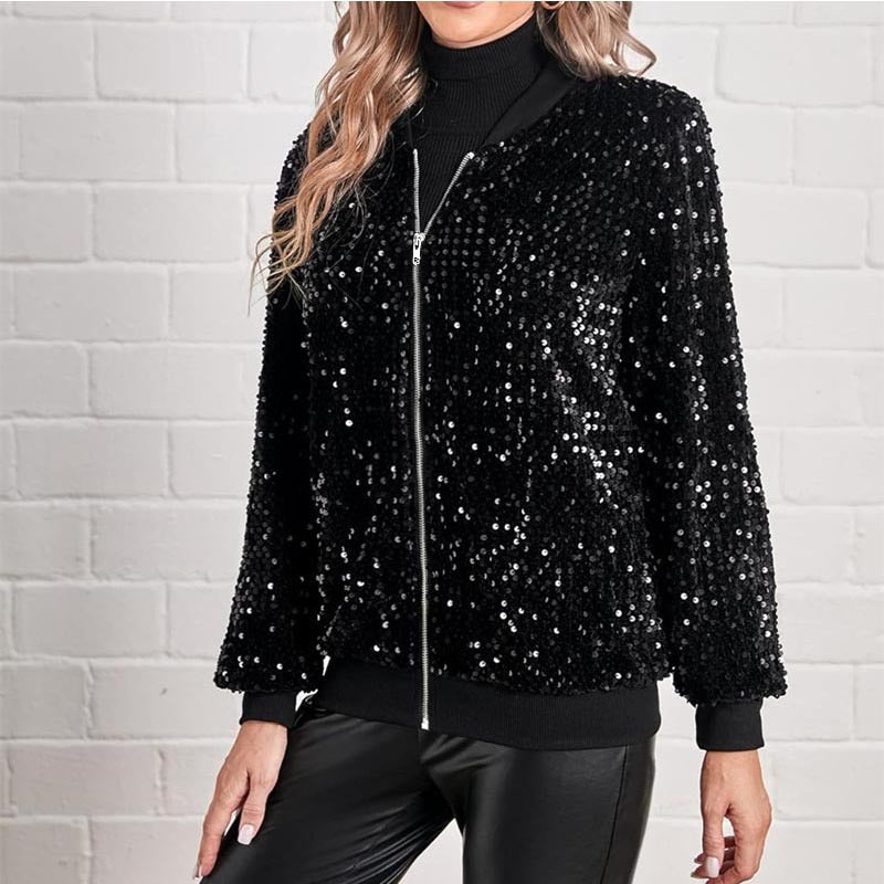 Damen Glamouröse Pailletten-Bomberjacke R&B