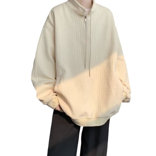 Damen lässiger Pullover mit modernem Stehkragen und Ringelzug R&B