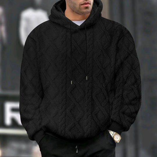 Herren Hoodiekapuzenpullover aus kuscheligem Material mit Struktur R&B