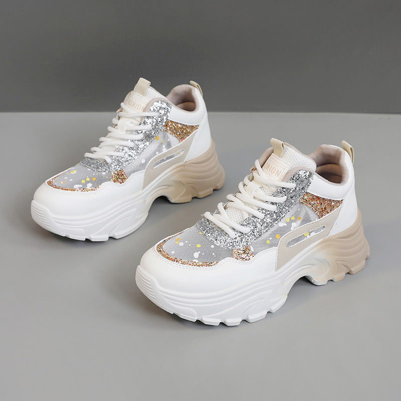Damen Trendige Chunky Sneakers mit glitzernden Akzenten und ausgeprägtem Sohlenprofil R&B
