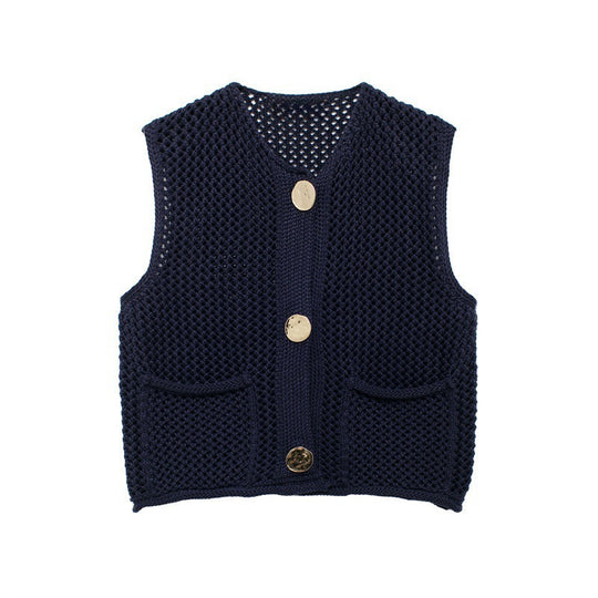Damen Strickweste mit Knopfdetails und praktischen Taschen R&B