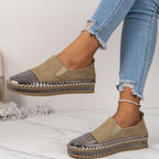 Damen Slip-On Sneakers mit schimmerndem Vorderbereich und modischem Plateau R&B
