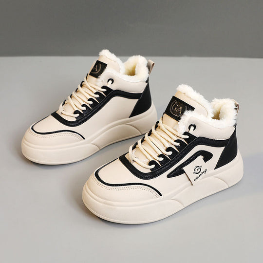 Damen Hohe Winter Sneakers mit weichem Fleece-Futter und rutschfester Sohle R&B