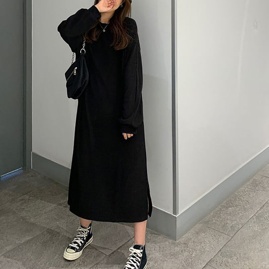Damen Elegantes Maxikleid mit langen Ärmeln und strukturiertem Design R&B