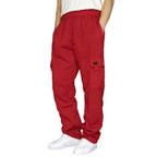 Herren nan konisch zulaufende Sweat-Cargohose mit elastischem Bund, Kordelzug und Klappentaschen R&B