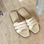 Damen Flache Riemensandalen mit geflochtenem Design und ergonomischem Fußbett R&B