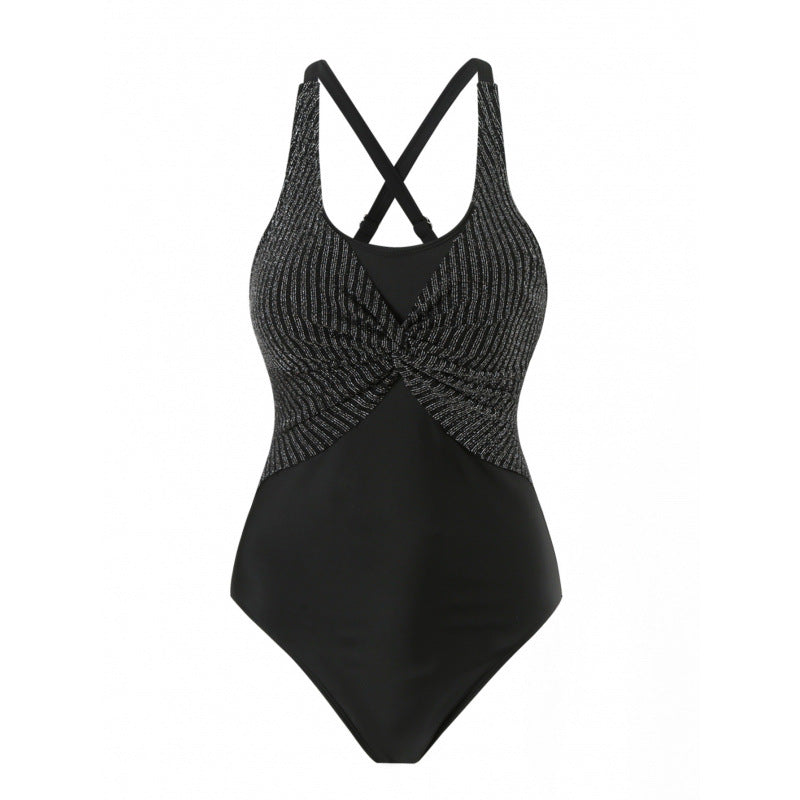 Damen Einteiler Badeanzug mit elegantem Wickeldesign R&B