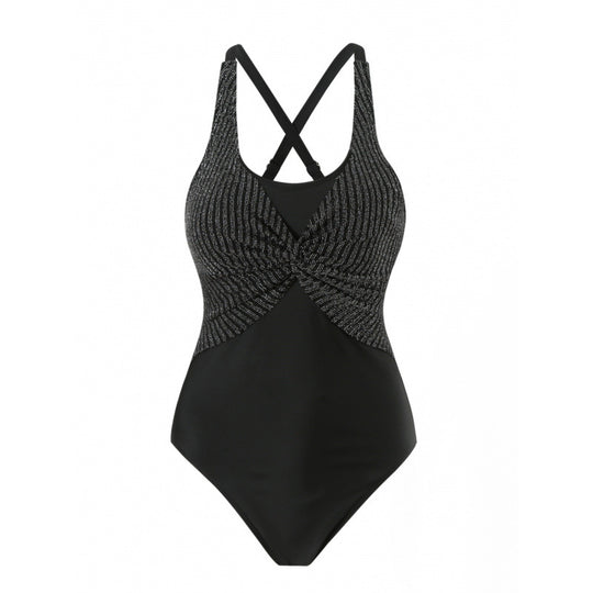 Damen Einteiler Badeanzug mit elegantem Wickeldesign R&B