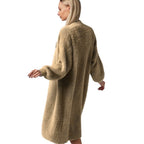 Damen Flauschiger Langstrickmantel mit seitlichem Schlitz und lockerer Passform R&B