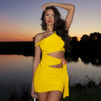 Damen Figurbetontes Wickelkleid mit asymmetrischem Schnitt und Blumenapplikation R&B