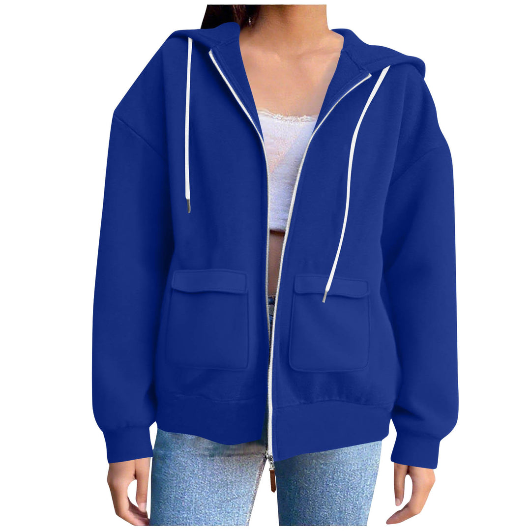 Damen lässige Kapuzenjacke mit großen Taschen R&B