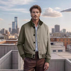 Herren stylische und praktische Bomberjacke mit elastischem Bund und Knopfleiste R&B