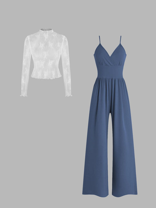 Damen elegantes und figurbetontes Jumpsuit-Set R&B