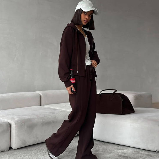 Damen lässiges Set aus cropped Hoodie und weitem Jogginghose R&B