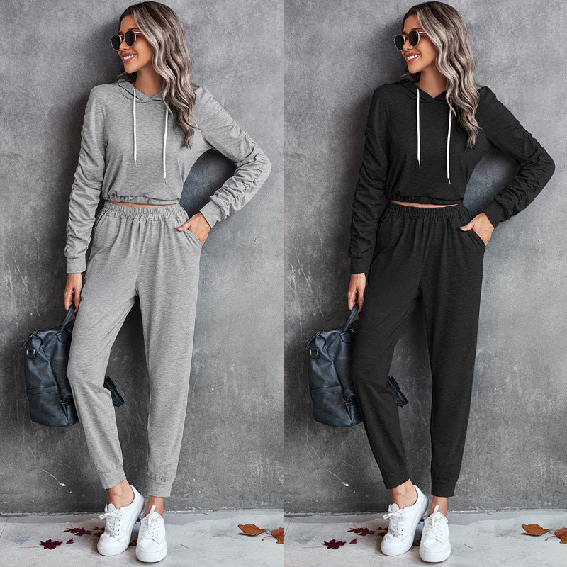 Damen bequemer Hoodie-Overall mit praktischen Taschen und elastischem Taillenzug R&B