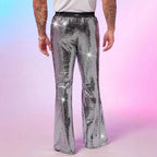 Herren Glitzernde Discohose mit weitem Bein und elastischem Bund R&B
