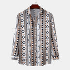 Herren Langarmhemd mit trendigem Geometrie-Design