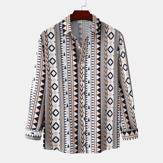 Herren Langarmhemd mit trendigem Geometrie-Design R&B
