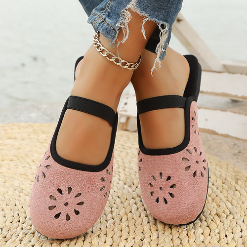 Damen Komfortable und stilvolle Slipper mit floralen Ausschnitten R&B