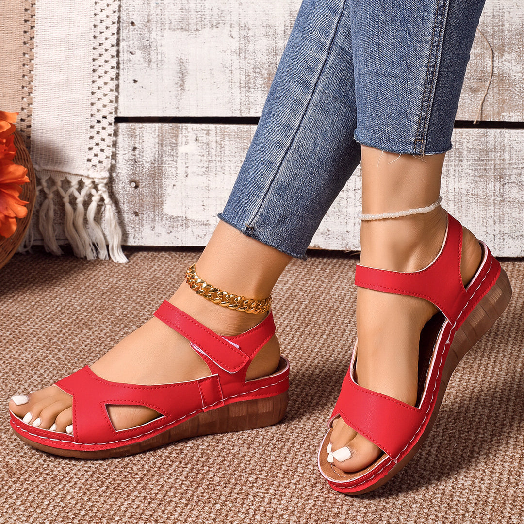 Damen lässige Riemchensandalen mit modischem Cut-Out-Design und komfortablem Fußbett R&B