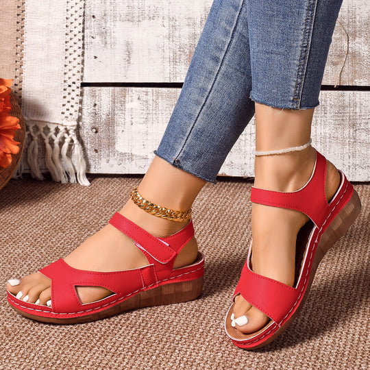 Damen lässige Riemchensandalen mit modischem Cut-Out-Design und komfortablem Fußbett R&B