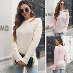 Damen Strickpullover mit innovativem Cut-Out-Design und strukturiertem Muster R&B
