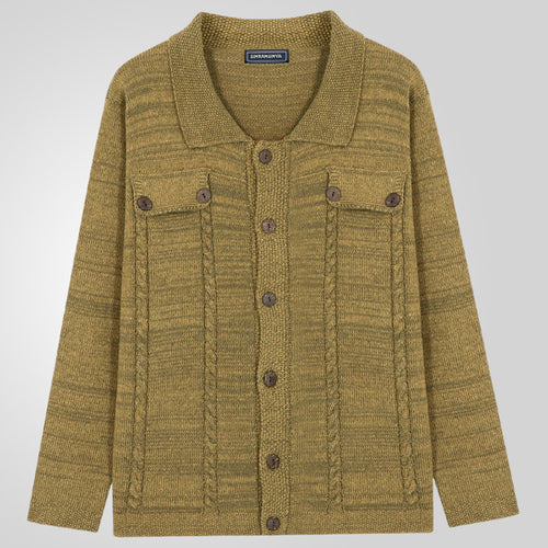 Herren Strickjacke mit Zopfmuster und praktischen Taschen R&B
