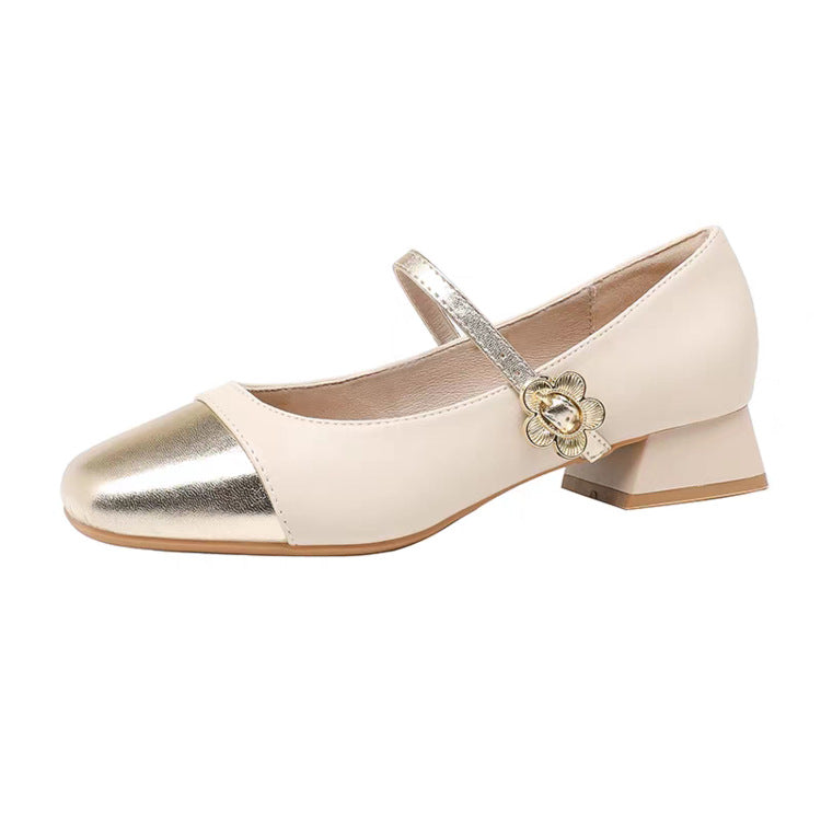 Damen elegante Ballerinas mit geschwungenem Riemen und glänzender Zehenkappe R&B