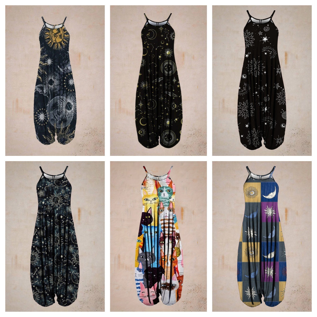 Damen Jumpsuit mit astrologischem Print R&B