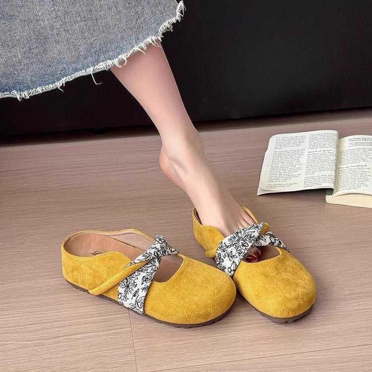 Damen komfortable Hausschuh-Slipper mit dekorativem Riemen und wärmendem Innenfutter R&B