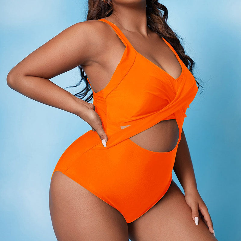 Damen Cut-Out Badeanzug mit Wickeldesign und stützendem Schnitt R&B