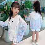 Damen nan leichte transparente Regenjacke für Mädchen mit Kapuze und verspieltem Cartoon-Print R&B