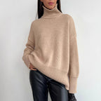 Damen Kuscheliger Rollkragenpullover aus hochwertiger Baumwollmischung mit lockerer Passform R&B