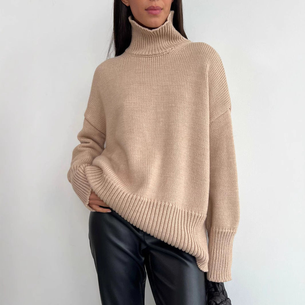 Damen Kuscheliger Rollkragenpullover aus hochwertiger Baumwollmischung mit lockerer Passform R&B