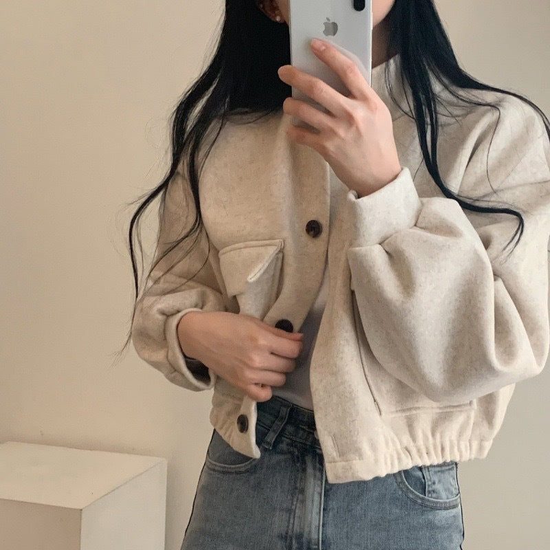 Damenjacke aus hochwertigem Wollmix mit lässigen Taschen und Oversized-Schnitt