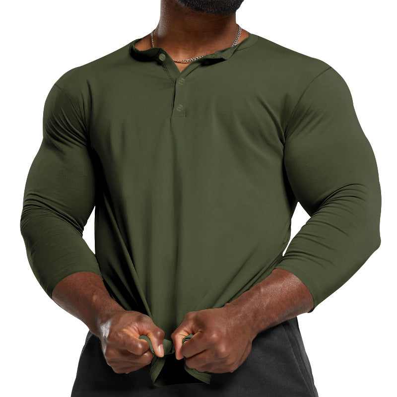 Herren Langarmshirt mit Knopfleiste und modischem Schnitt R&B