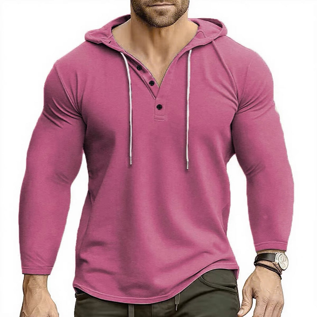 Herren Hoodie mit knöpfbarem Kragen und Kordelzug R&B