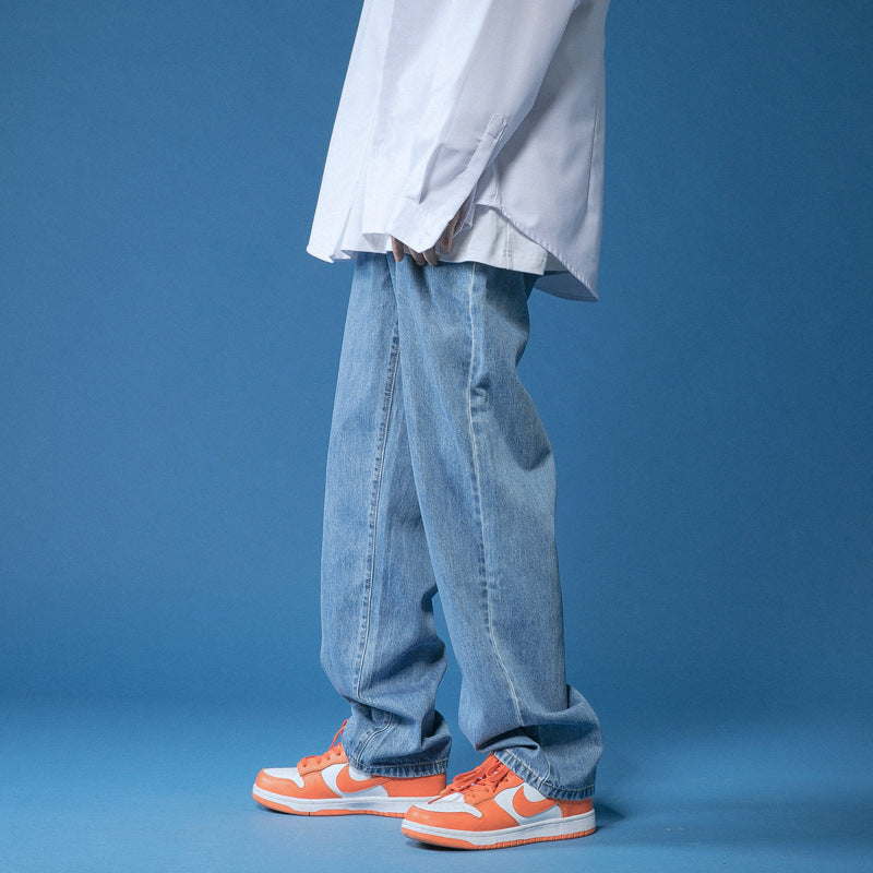 Herren lockere Denim-Jeans im Vintage-Stil mit hoher Taille R&B