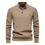 Herren Pullover mit Knopfleiste und strukturiertem Muster
