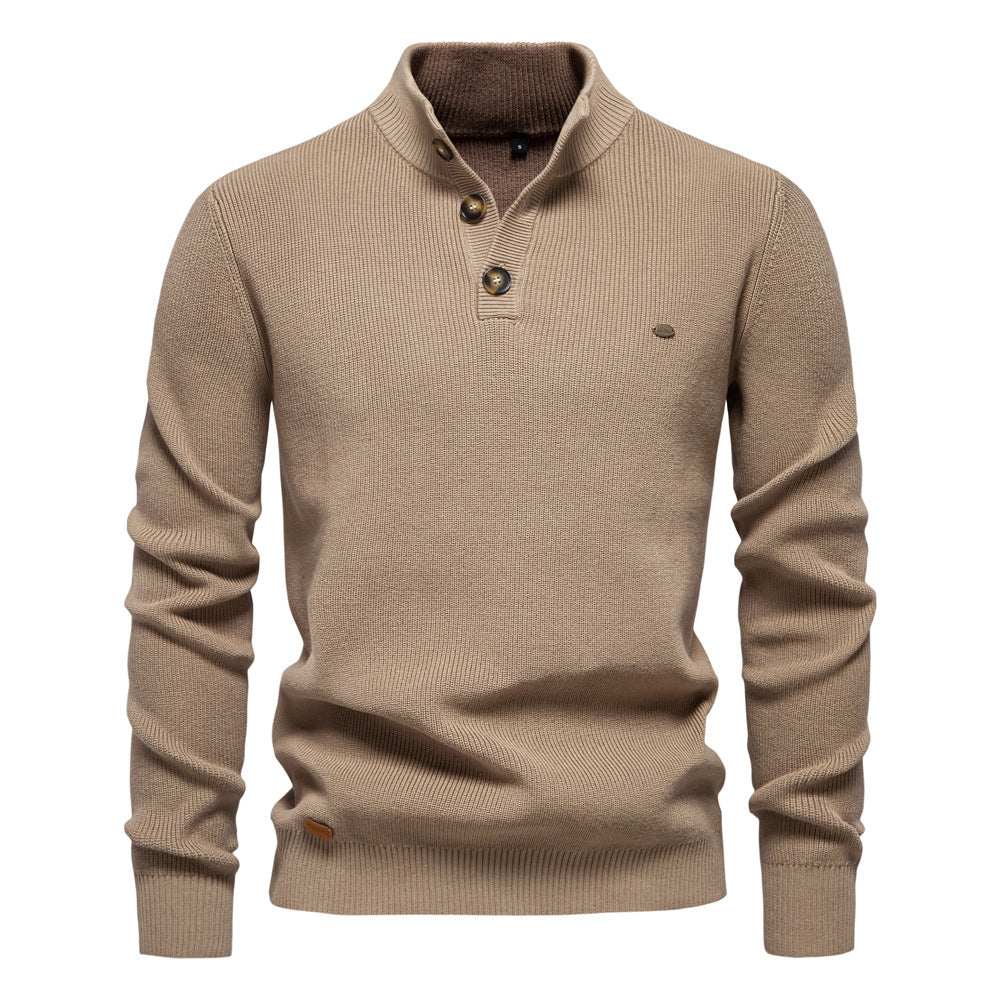 Herren Pullover mit Knopfleiste und strukturiertem Muster