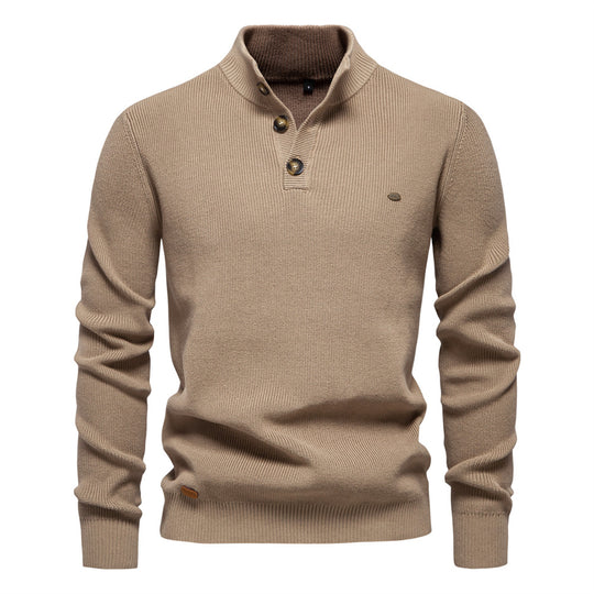 Herren Pullover mit Knopfleiste und strukturiertem Muster R&B