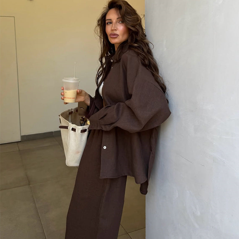 Damen Loungewear-Anzug aus leichtem Leinen R&B