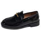 Damen elegante Loafers mit glänzender Lackoberfläche und dekorativer Schnalle R&B