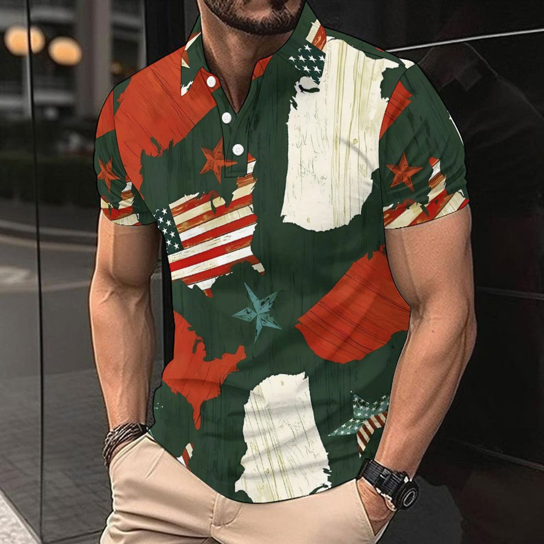 Herren Kurzarm-Hemd mit einzigartigem Länder-Design R&B