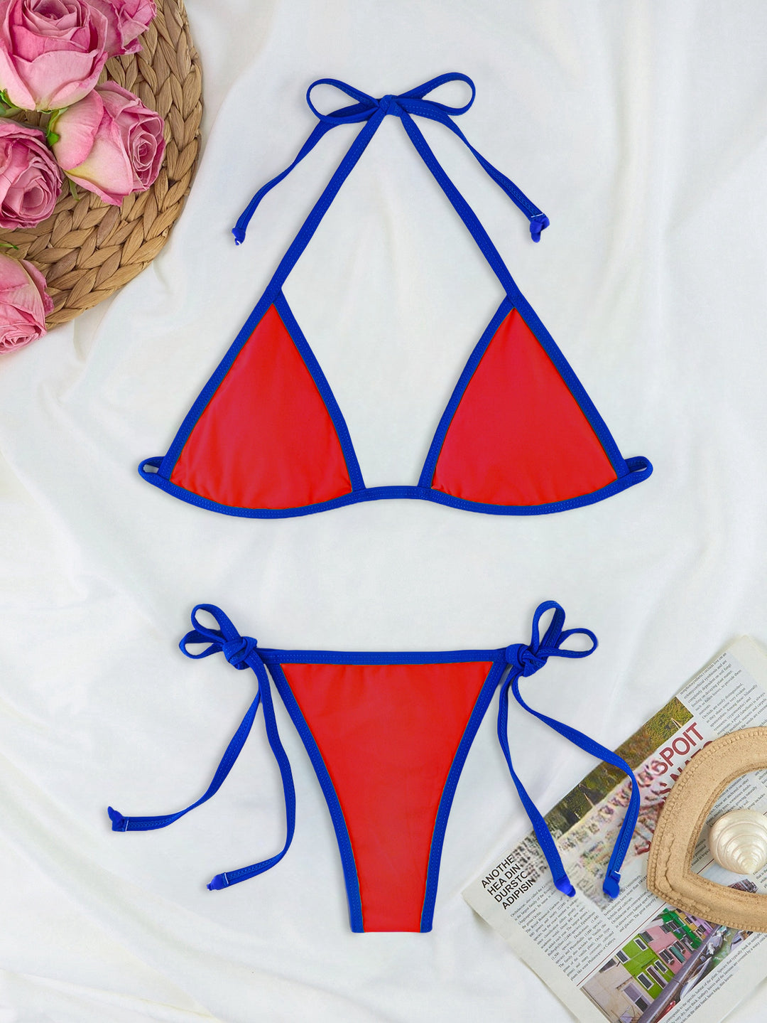 Damen Triangel-Bikini-Set mit individuell anpassbarem Kordelzug R&B