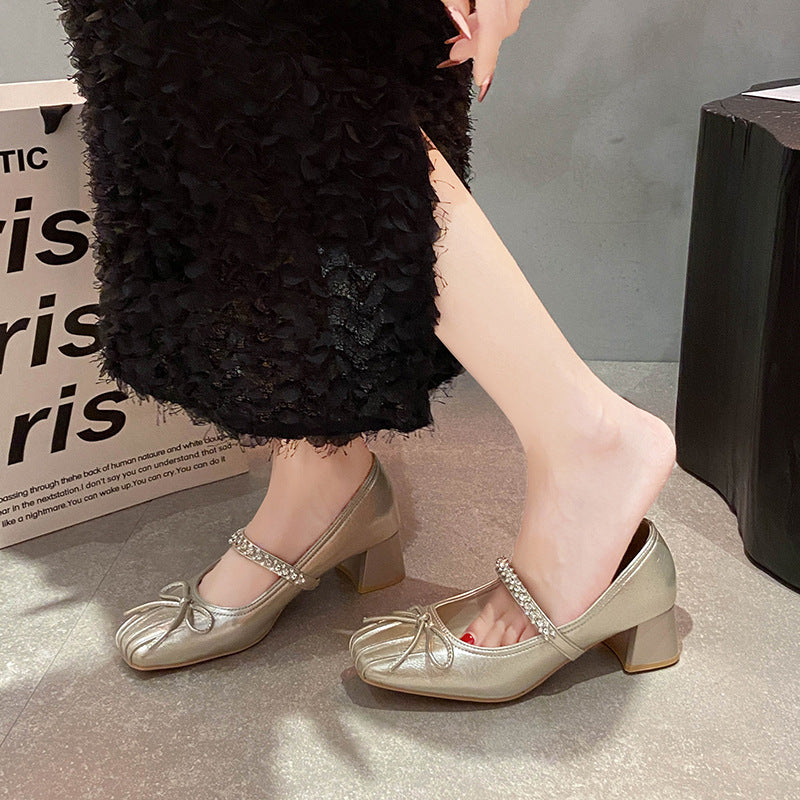 Damen Ballerinas mit funkelndem Riemen und zierlicher Schleifenverzierung R&B