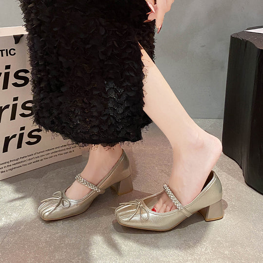 Damen Ballerinas mit funkelndem Riemen und zierlicher Schleifenverzierung R&B