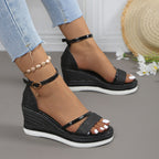 Damen Wedgesandalen mit Glitzer