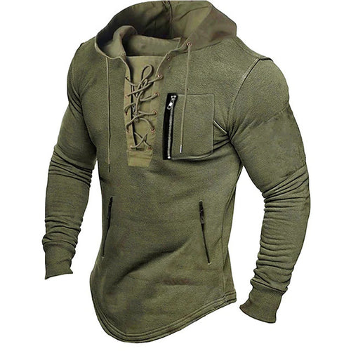 Herren modischer Kapuzenpullover mit einzigartigem Schnürdesign R&B